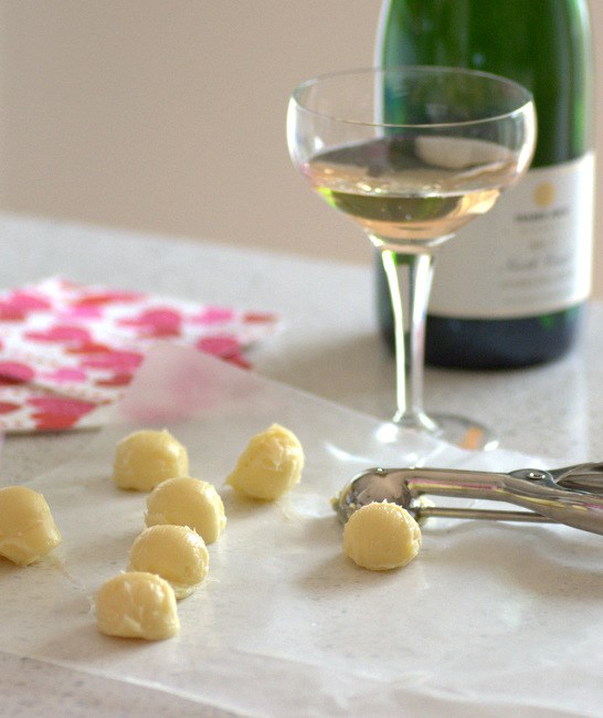 Champagne white chocolate truffles