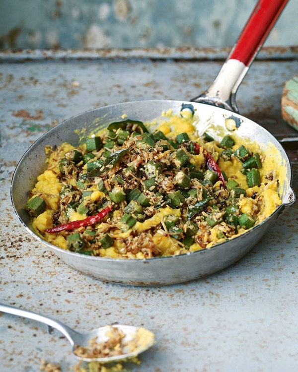 Chana dal with okra & coconut