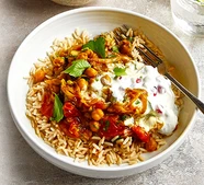Chana masala with pomegranate raita