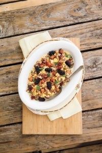 Chanterelle and blackberry succotash