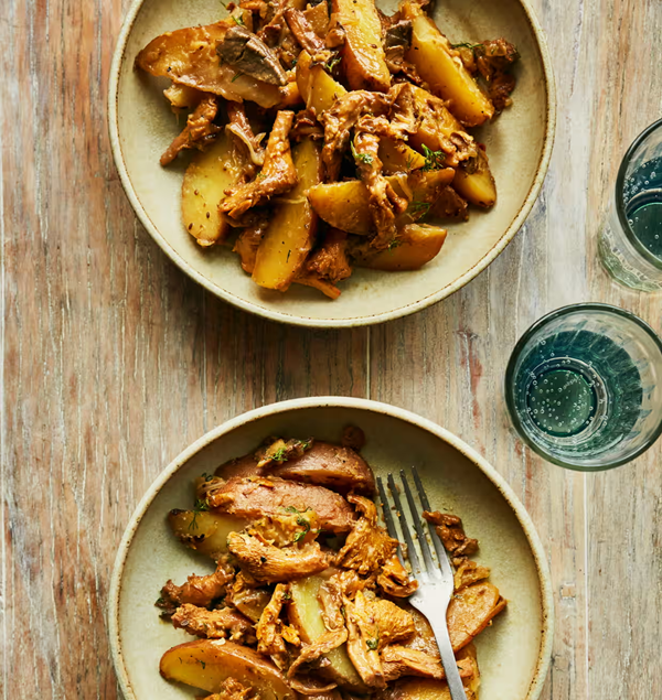 Chanterelle and cep potatoes