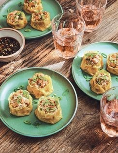 Chanterelle shumai with mirin sauce