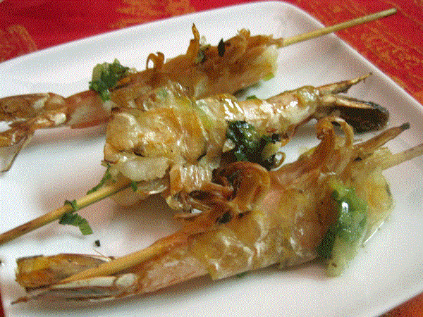 Chaozhou shrimp skewers (Cháozhōu kǎoxiā / 潮州烤蝦)