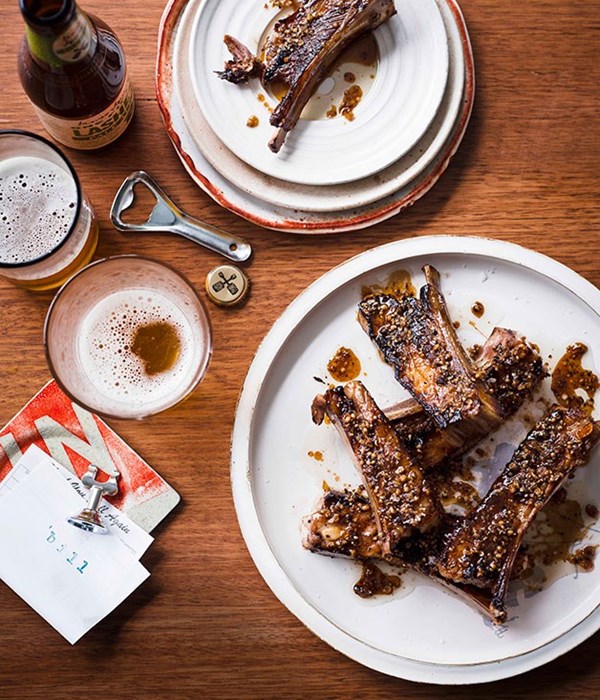 Char-grilled lamb ribs with coriander and pepper [Luke Burgess]