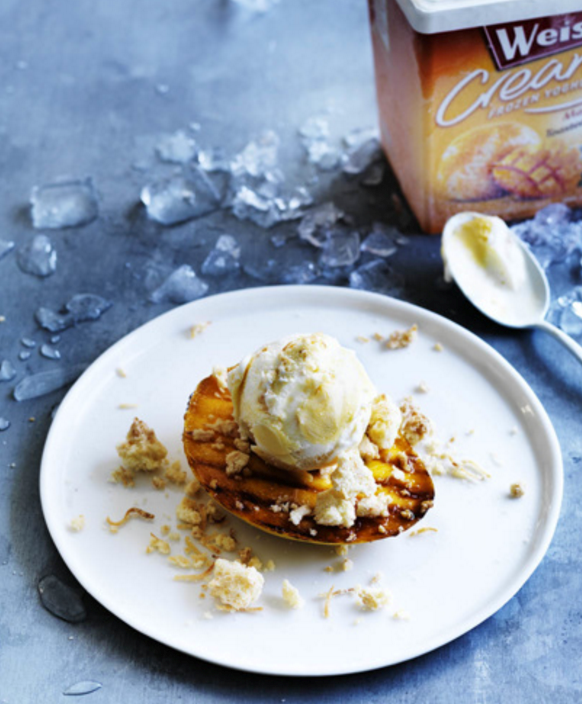 Char-grilled mango and coconut crumble sundae