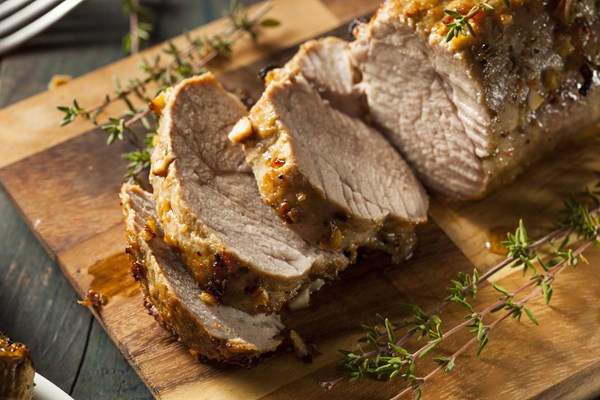 Char-grilled pork tenderloin with peach fennel salsa