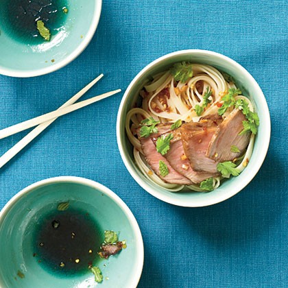 Char siu over sesame noodles