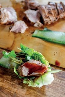 Char siu pork fillet lettuce rolls