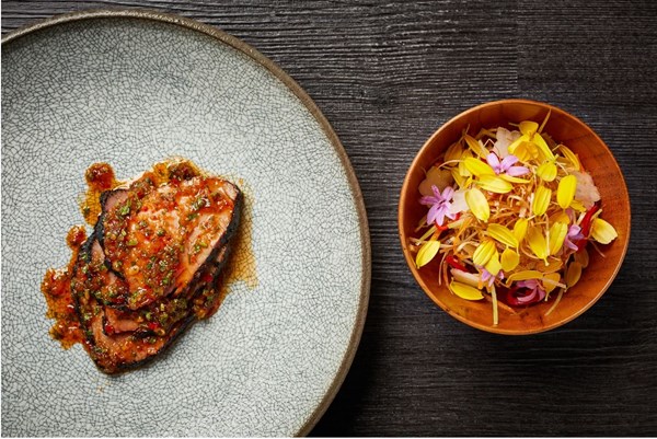 Char siu pork neck with sweet chilli sauce [Luke French]
