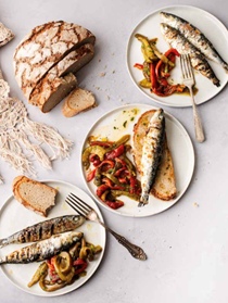 Charcoal grilled summer sardines