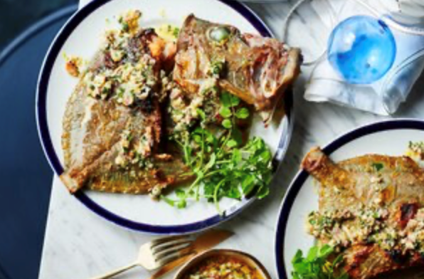 Charcoal John Dory and smoked eel gremolata