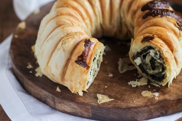 Chard and feta phyllo bundt