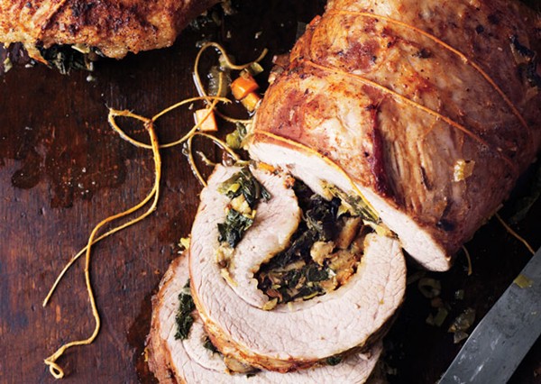 Chard and mushroom-stuffed breast of veal
