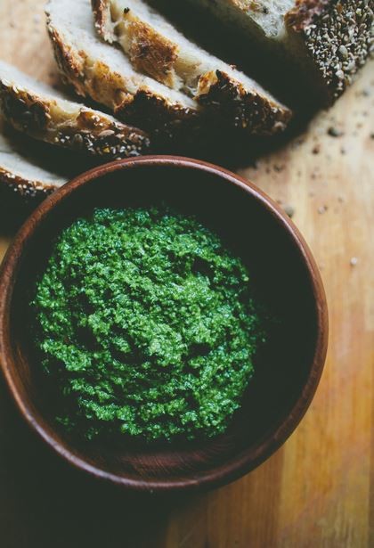 Chard and roasted garlic pesto