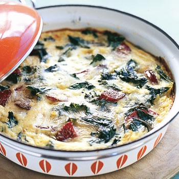 Chard and salami frittata