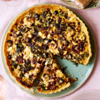 Chard, caramelised onion and feta tart