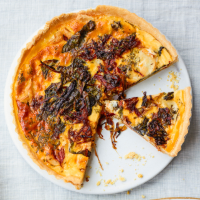 Chard, caramelised onion and goats' cheese tart
