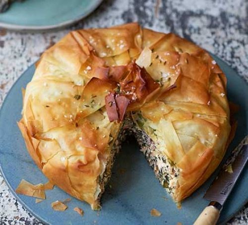 Chard, preserved lemon & fresh cheese pie 