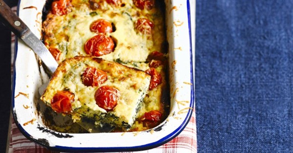 Chard, roast cherry tomato and ricotta bake
