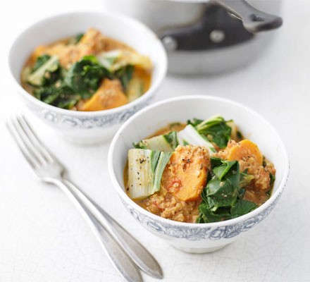 Chard sweet potato & peanut stew