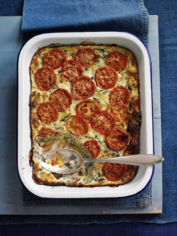 Chard, tomato and ricotta bake