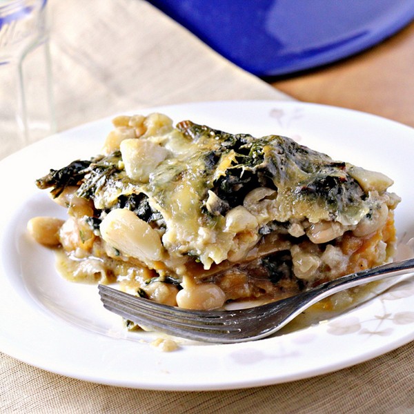 Chard, white bean and sweet potato gratin