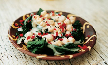 Chard with chickpeas and tahini