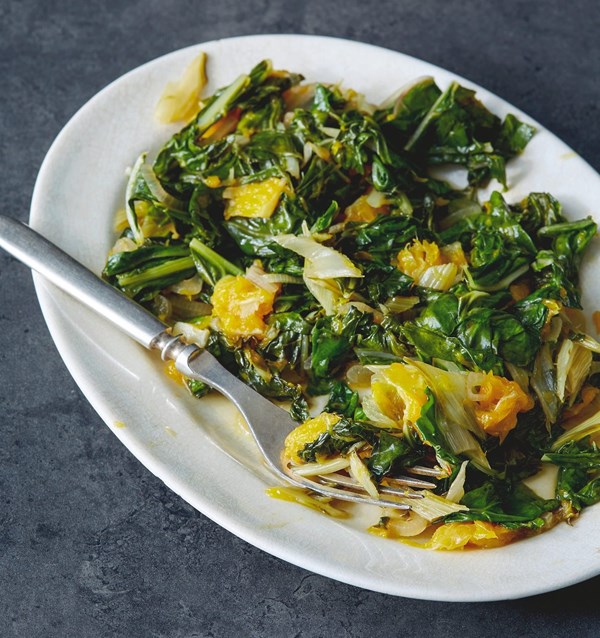 Chard with orange and shallots 