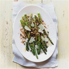 Chargrilled asparagus with Parmesan and citrus breadcrumbs