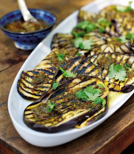 Chargrilled aubergines with chermoula