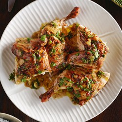 Chargrilled chicken with burnt lime vinaigrette and coconut rice
