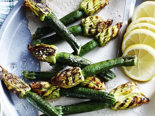 Chargrilled courgette flowers