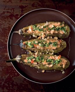 Chargrilled eggplant with prawns (Cà tím nuóŉg)