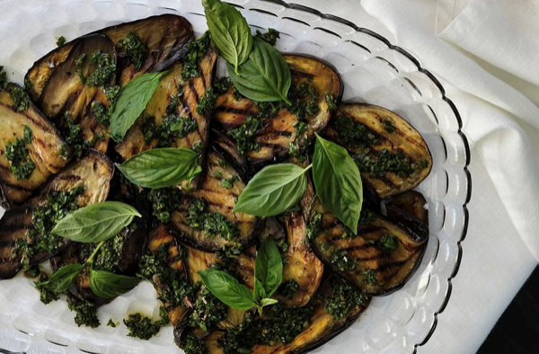Chargrilled eggplant with salsa verde [Julian Parisi]