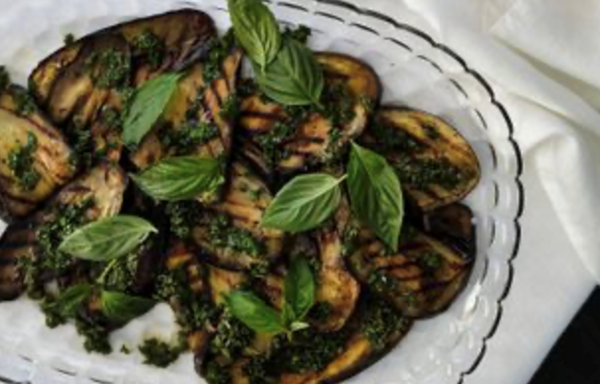 Chargrilled eggplant with salsa verde
