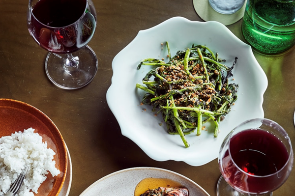 Chargrilled greens with green chilli