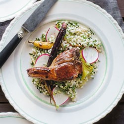 Chargrilled lamb chops with Arborio rice salad