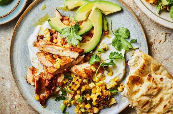 Chargrilled paprika chicken with corn salsa