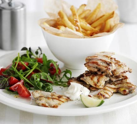 Chargrilled pepper chicken with lime aïoli