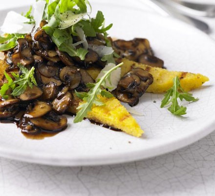Chargrilled polenta with balsamic mushrooms
