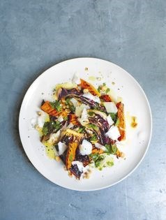 Chargrilled radicchio with squash and goat's cheese