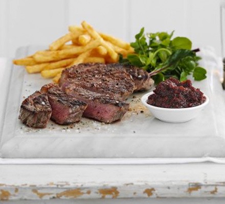 Chargrilled steak with beetroot and jalapeño relish