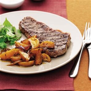 Chargrilled steak with caramelised beetroot