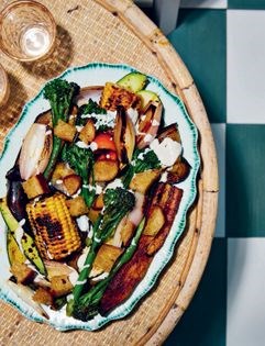 Chargrilled summer vegetables with Caesar dressing