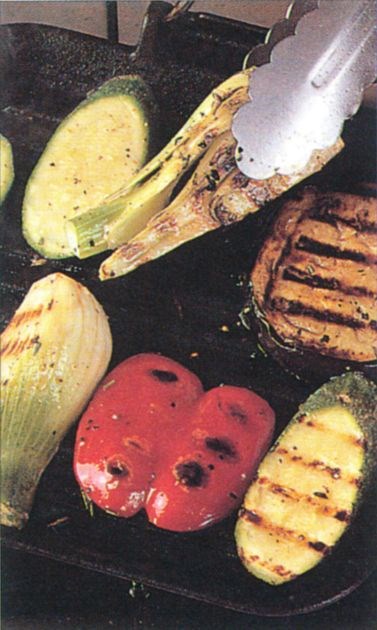 Chargrilling vegetables
