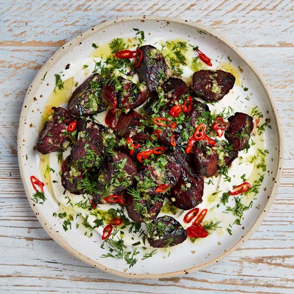 Charred beetroot with lime salsa and pickled chilli