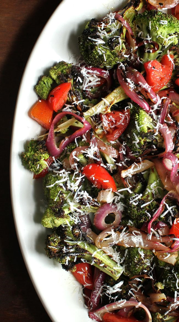Charred broccoli and red onion salad