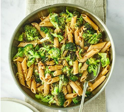 Charred broccoli, lemon & walnut pasta