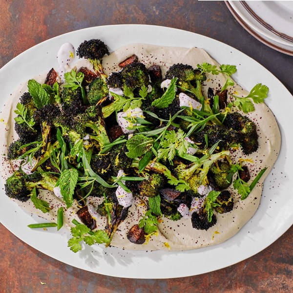 Charred broccoli salad with figs [Bacchanal Wine]