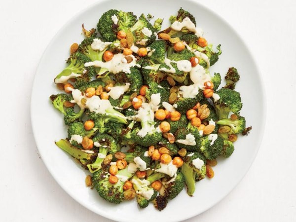 Charred broccoli with chickpeas